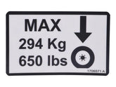 1706571 Decal, Max Tire Load (12Sp) | JLG
